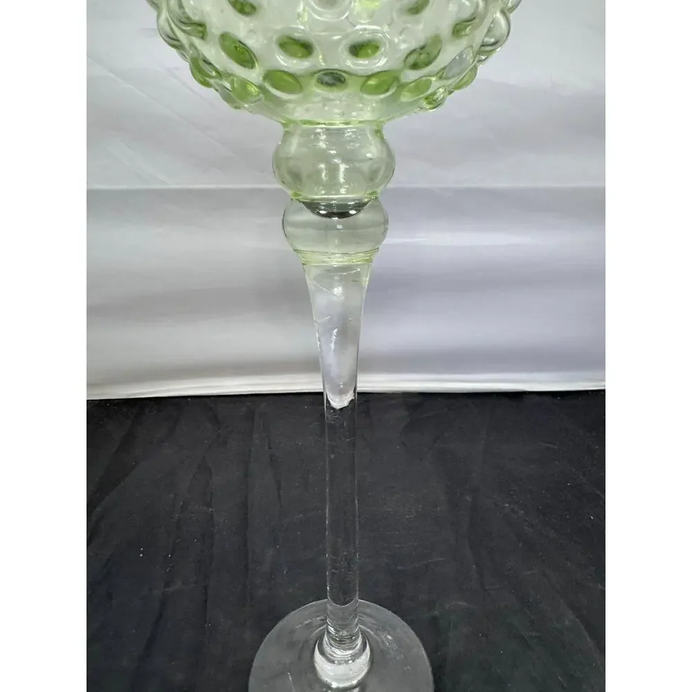 Vintage Green Hobnail Glass Compote Pedestal Bowl Candy Dish Centerpiece 16
